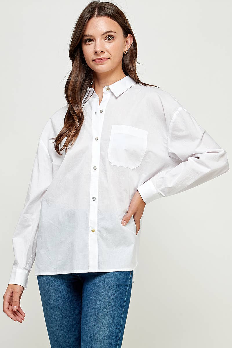 FUN2FUN - Wholesale Button Down Shirt - Women's - POPLIN COTTON BUTTON DOWN POCKET SHIRT7
