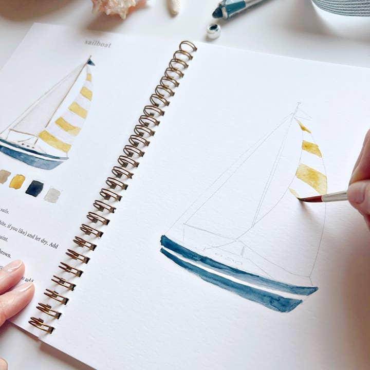 emily lex studio - Wholesale Coloring Book - Adult - seaside watercolor workbook