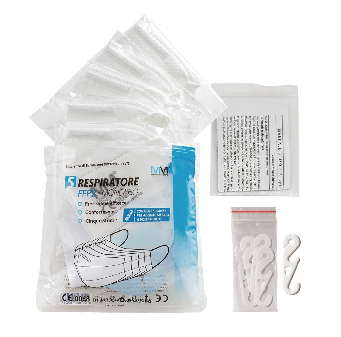 Munus Medical – Großhandel Mund-/Gesichtsschutz – FFP2 ATEMSCHUTZMASKE MIT MM-1 HAKEN - WEISSE FARBE6