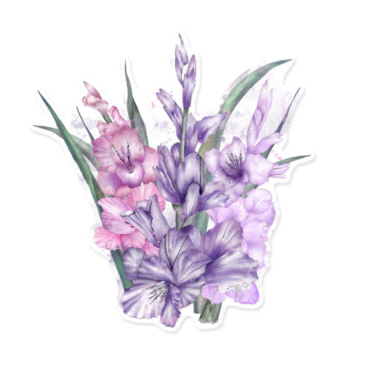 Watercolor Gladiolus Sticker, August Birth Flower Decal for wholesale by Katekreates