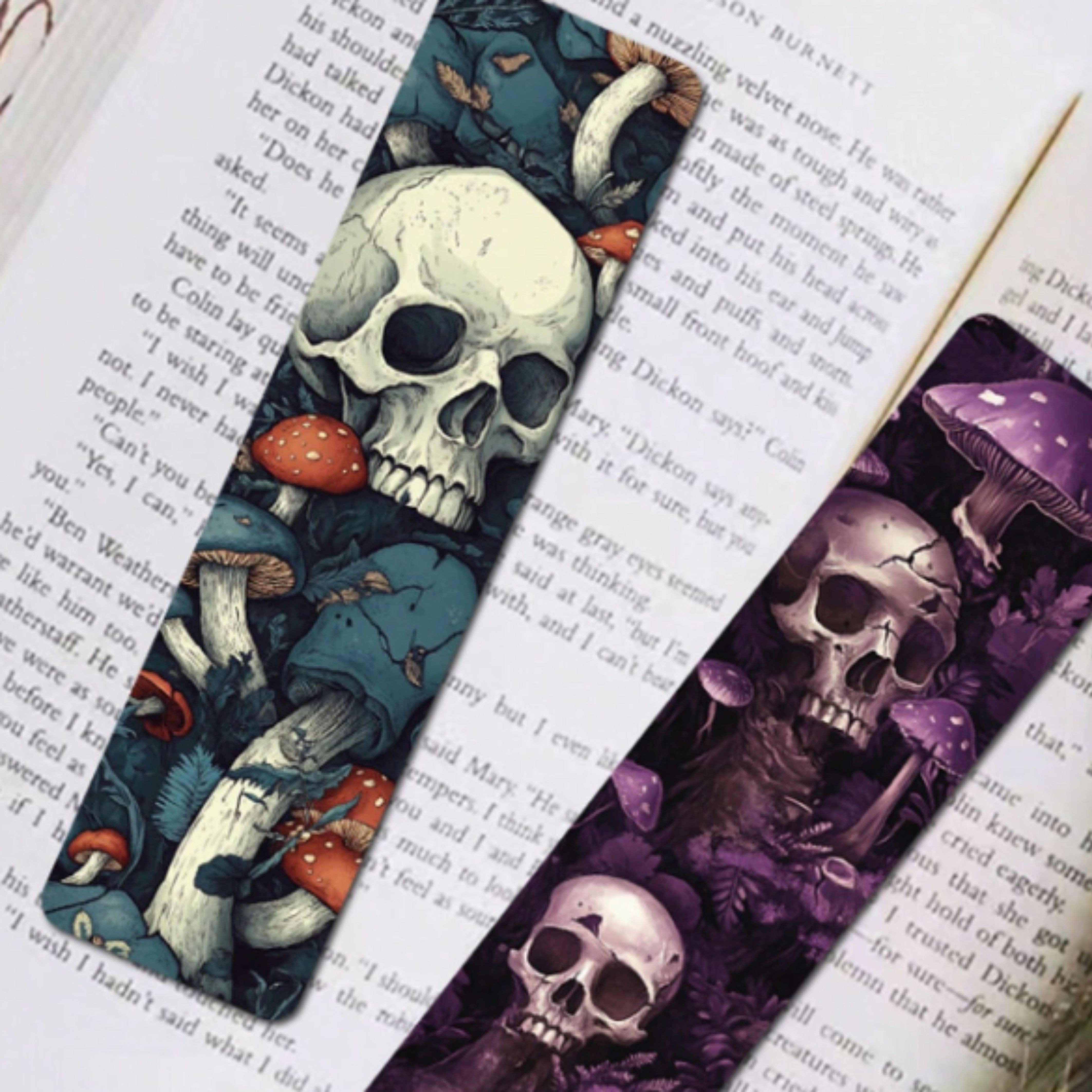 Magnifique Hearts - Wholesale Bookmark - Skull & Mushroom Bookmarks – Gothic Fall Aesthetic Set4
