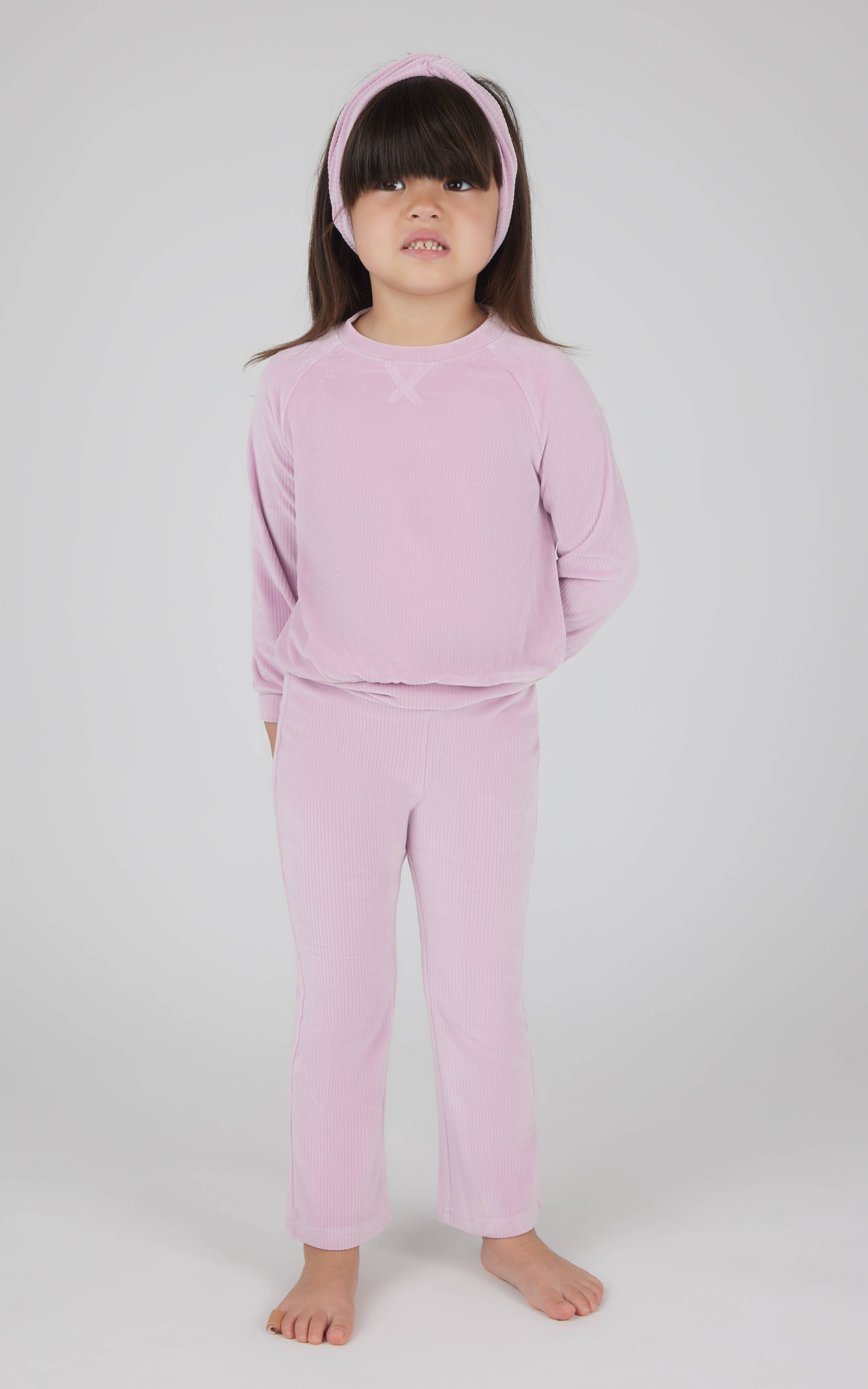 90 Degree by Reflex & Yogalicious - Vendita all'ingrosso Completo top e pantaloncini - Bambini - Pullover, pantaloni e cerchietto in velluto per bambine, set da 3 pezzi4