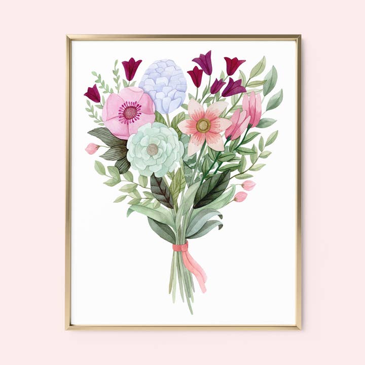 Pastel Floral Bouquet Art Print for wholesale by Mia Whittemore