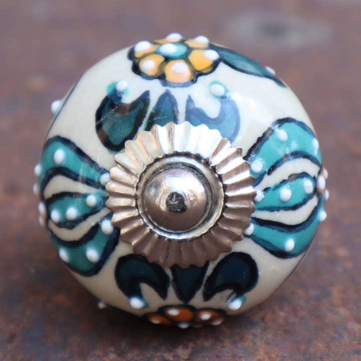Tribal Trade GmbH - Wholesale Knob/Pull - Shabby Chic Flower 24 Blue White Ceramic Furniture Knob5