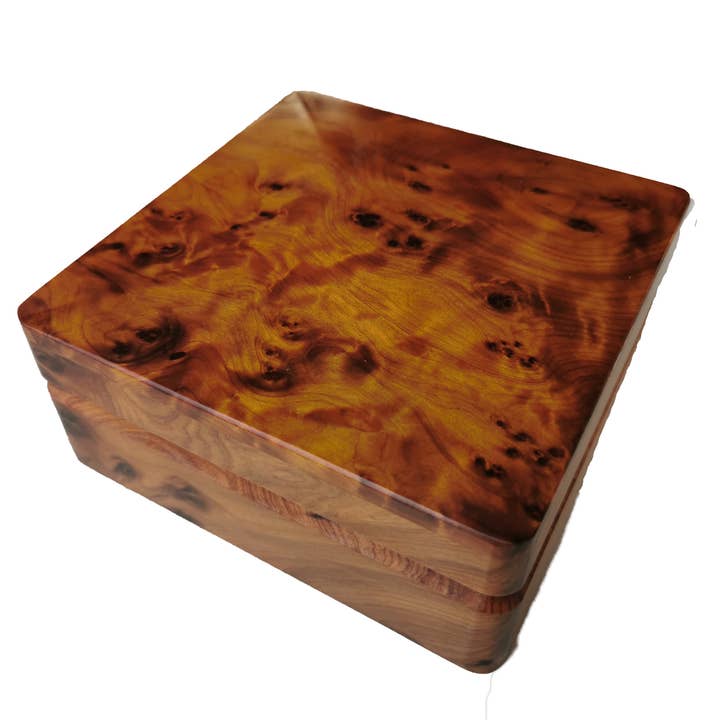 Boîte à bijoux fabriquée à la main. Boutons de manchette. Thuya Burl and Ebony 8,6×6 pour la vente par BONGUSTOSTYLE