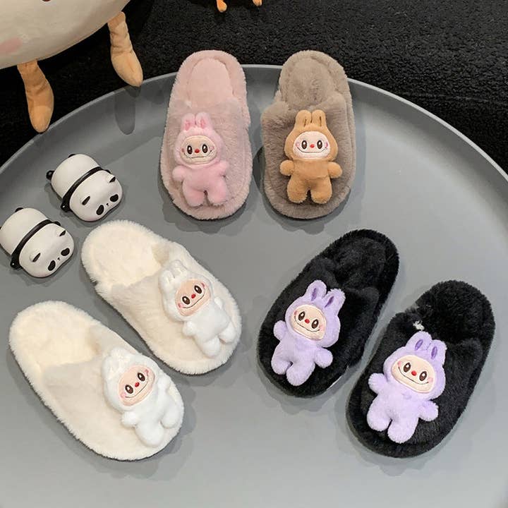 Little Trendy - Wholesale Slippers - Kids - Cute monster plush home slippers1