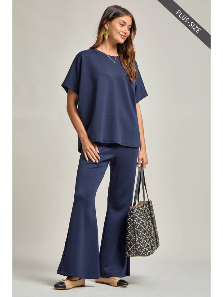 Dear Scarlett - Wholesale Top & Pant Set (NOT Loungewear) - Women's - PLUS SIZE Poncho Top + Bell Bottom Modal Set 12