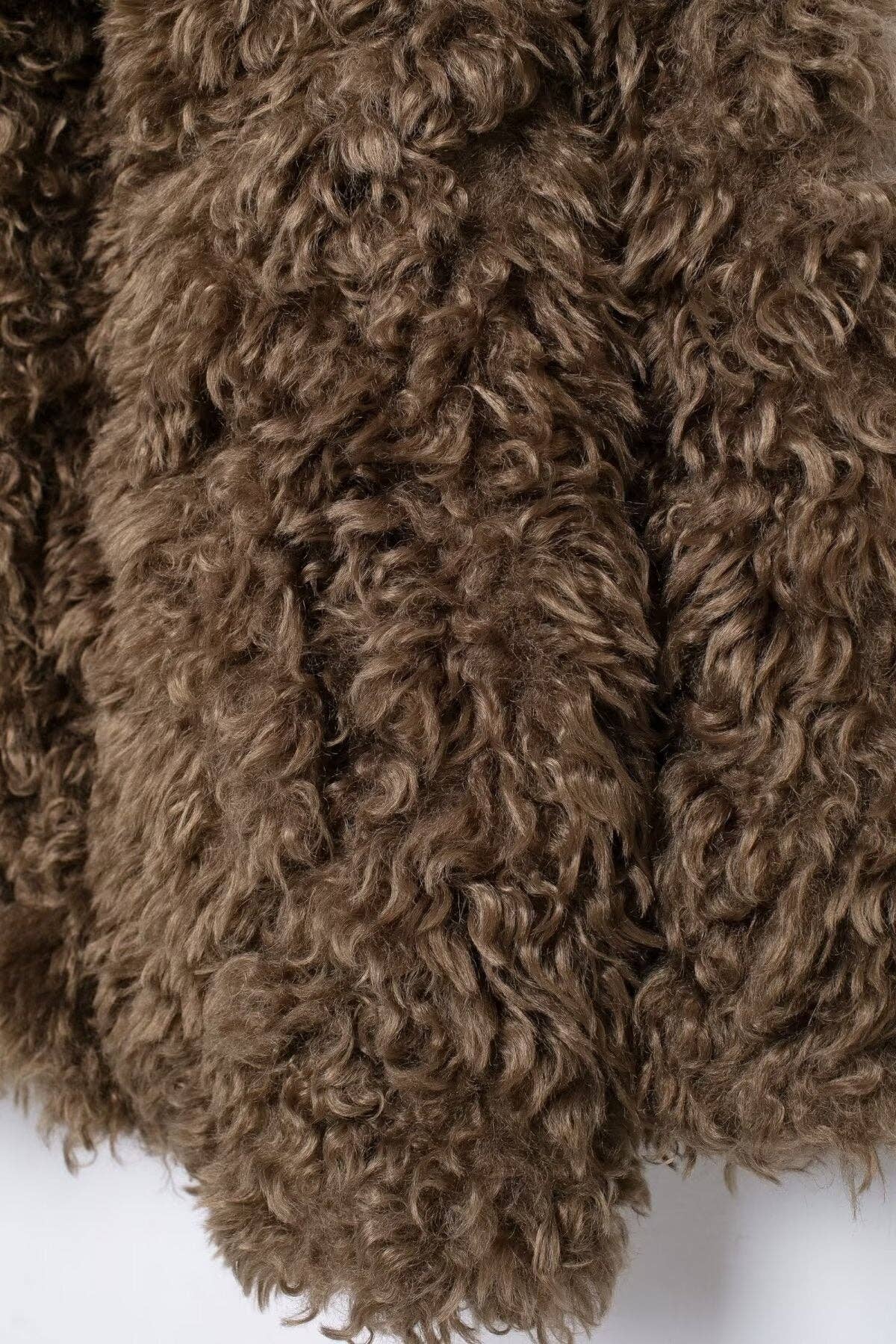 Rich Brown Cozy Faux Fur MidLength Coat  Autumn 2025 for wholesale on Faire10