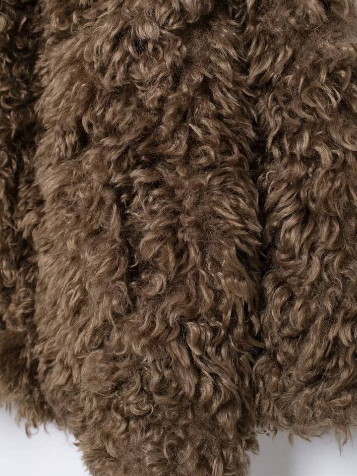 Rich Brown Cozy Faux Fur MidLength Coat Autumn 2025 for wholesale on Faire10
