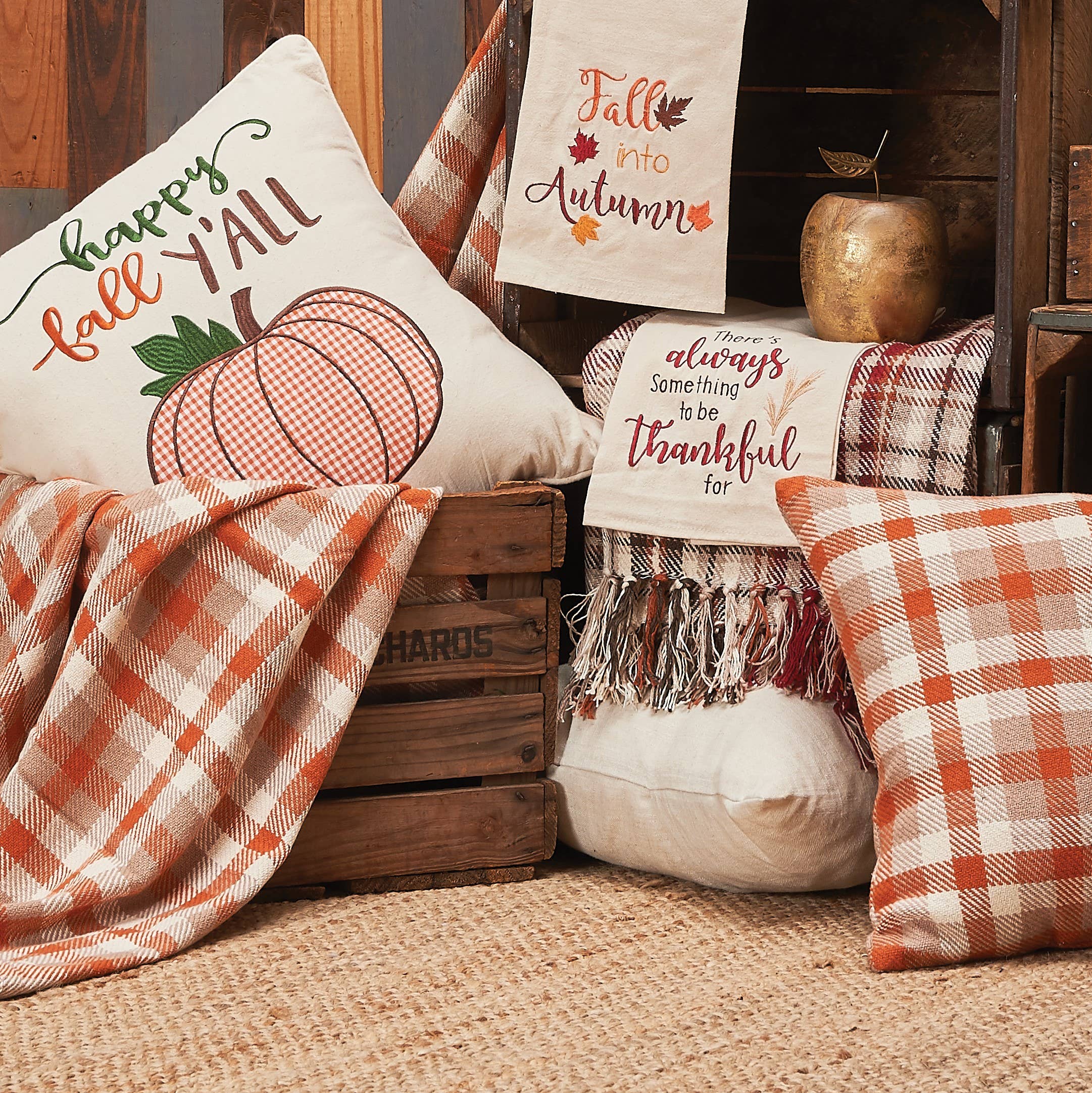 C&F Home - Wholesale Throw Blanket - Fall/Harvest Dunmore Orange Check Throw Blanket2