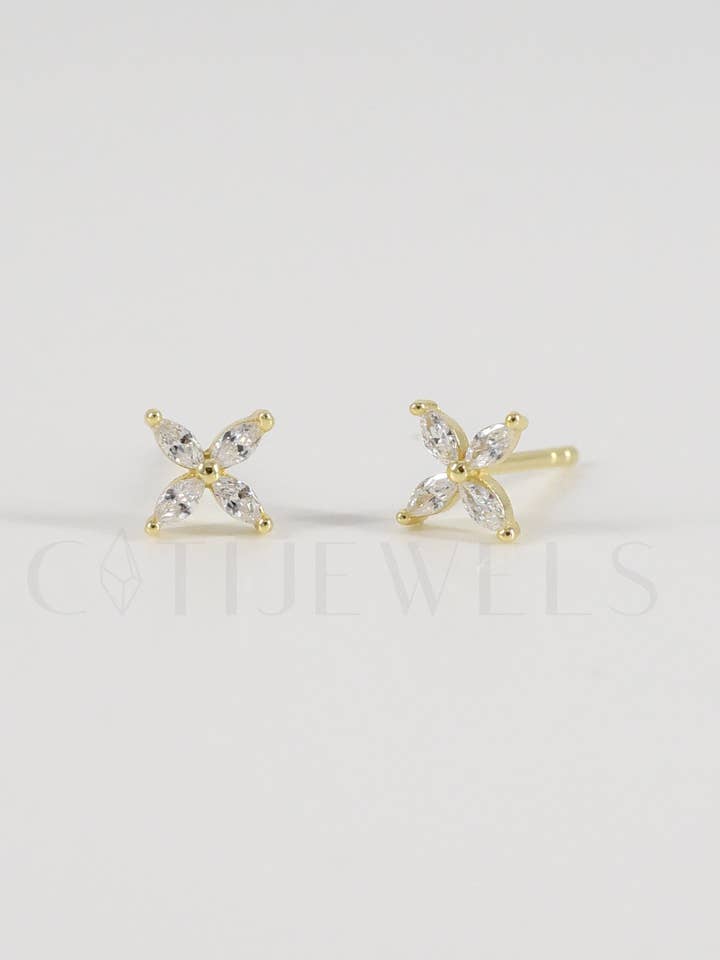 925 Silver CZ Flower Stud Earrings for wholesale by FELIX Z DESIGNS