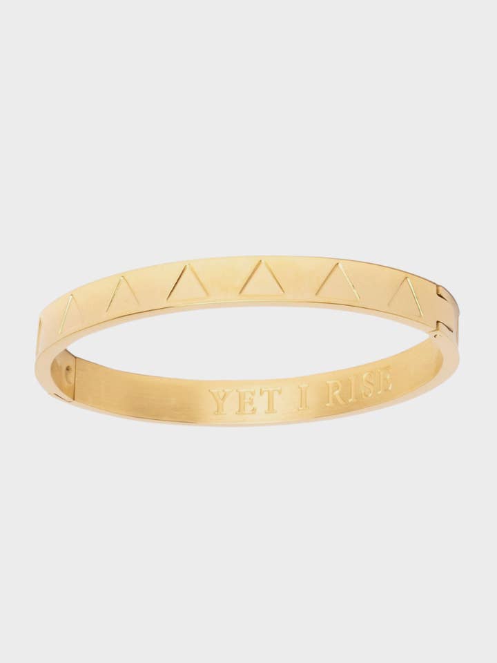 Yet I Rise Triangle Bangle Gold for wholesale by Blanksn Jewellery