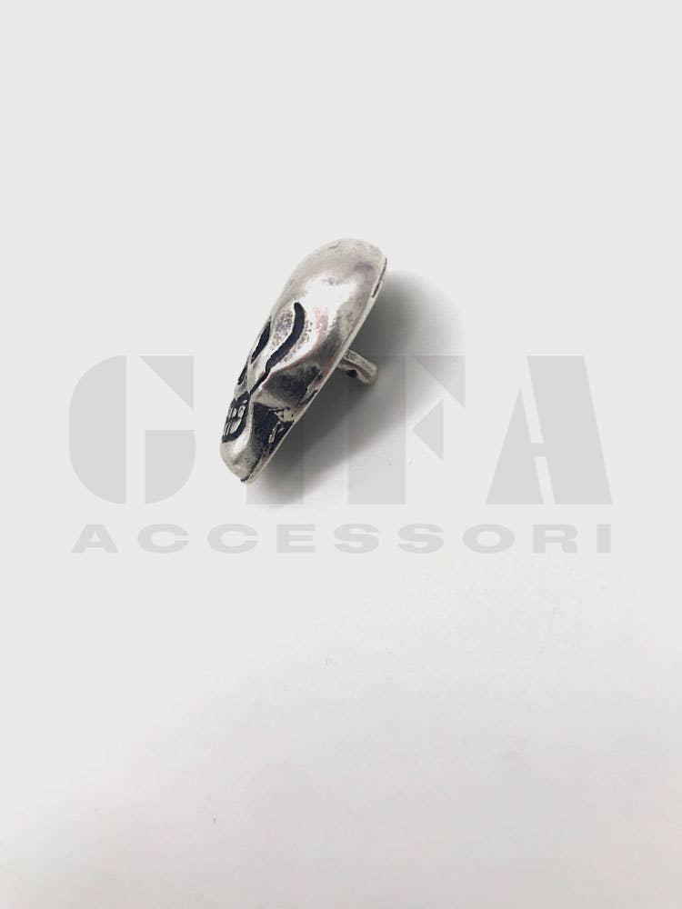 Gifa Accessori - Wholesale Stud/Post Earrings - Large skull stud with old silver rivet3
