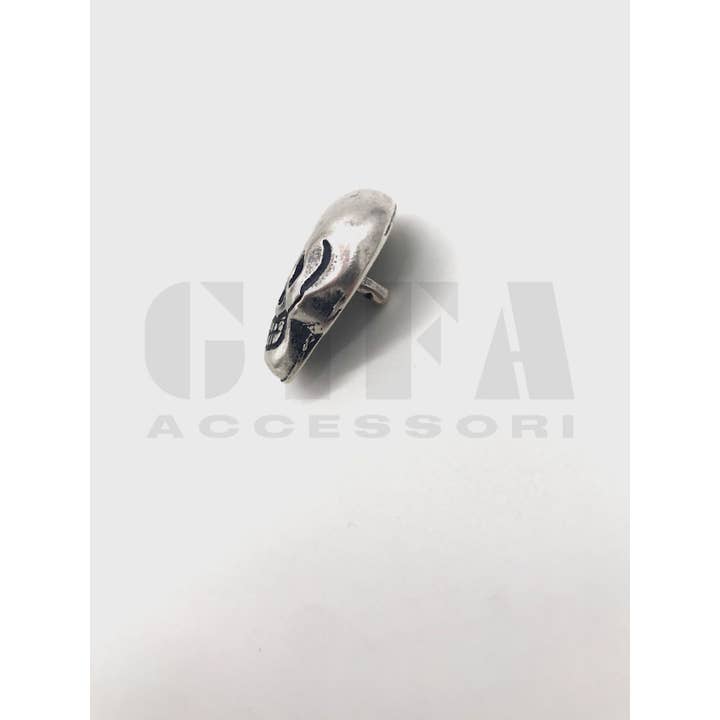 Gifa Accessori - Wholesale Stud/Post Earrings - Large skull stud with old silver rivet3