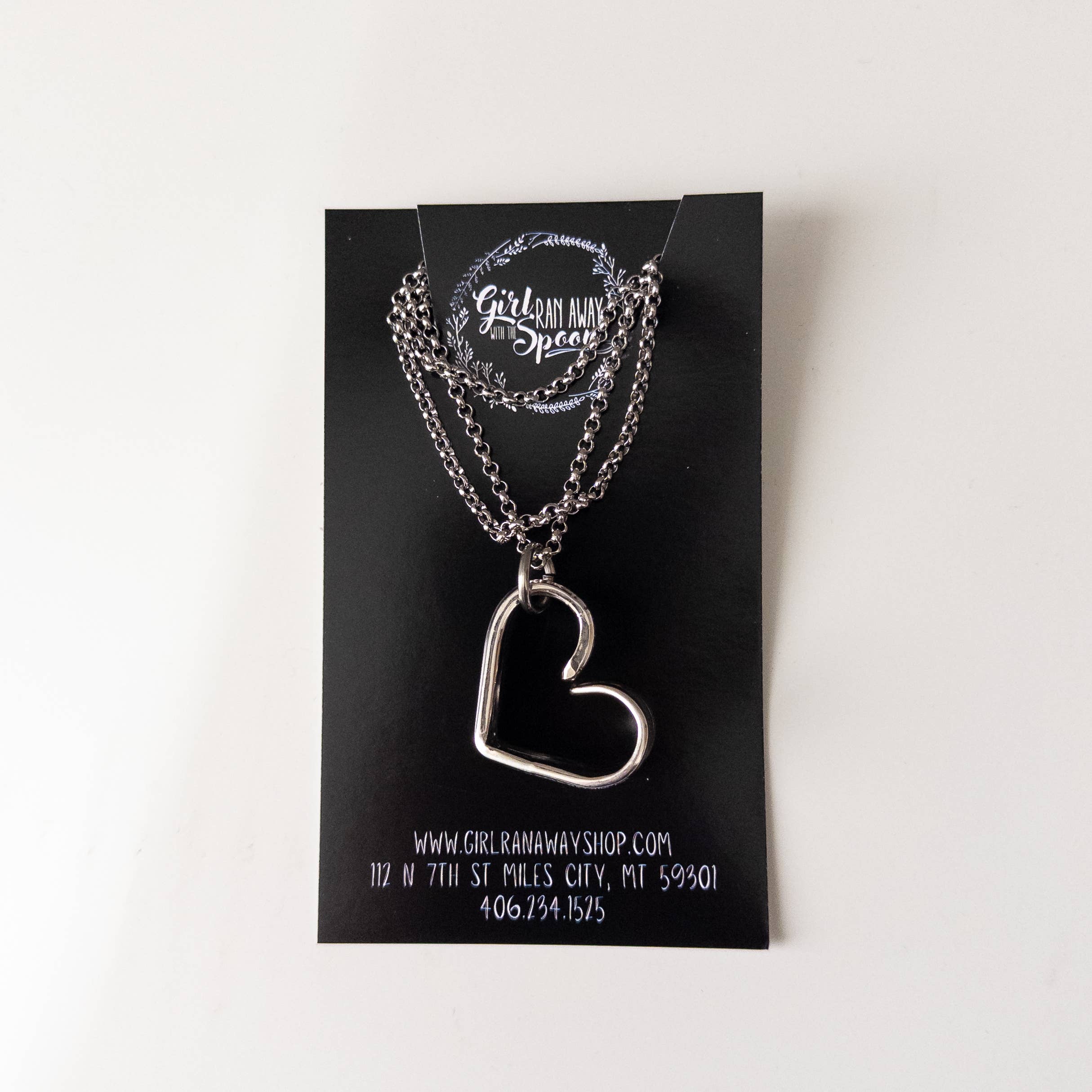 Girl Ran Away With the Spoon - Wholesale Pendant/Charm Necklace - Bent Heart Silverware Necklace8