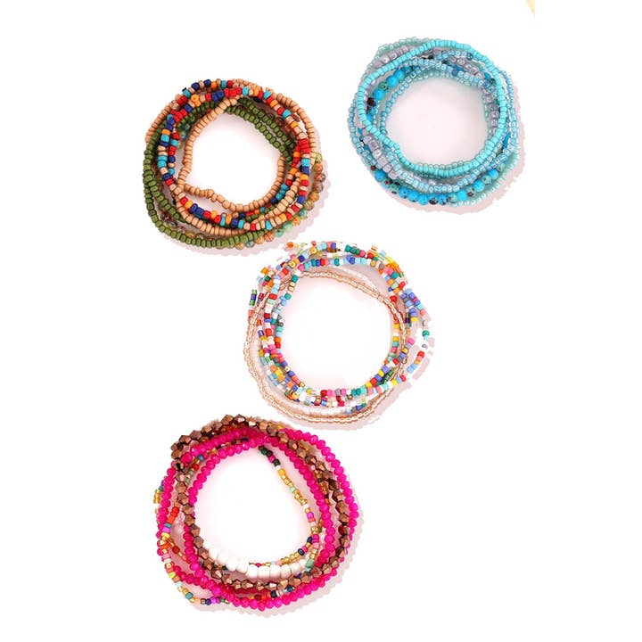 JOSSLYN by wall to wall - Wholesale Beaded Bracelet - CONFETTI BEADED STRANDS STRETCH BRACELETS | 40B5130