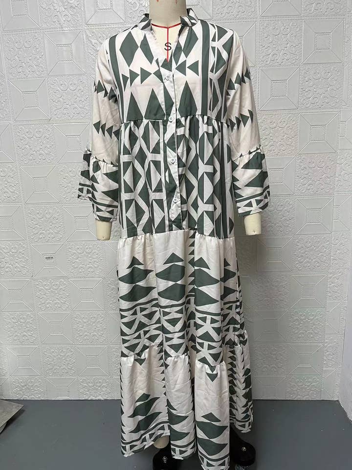 HIDDENBRAND - Wholesale Dress - Women's - Elegant Print Bohemian Dress5