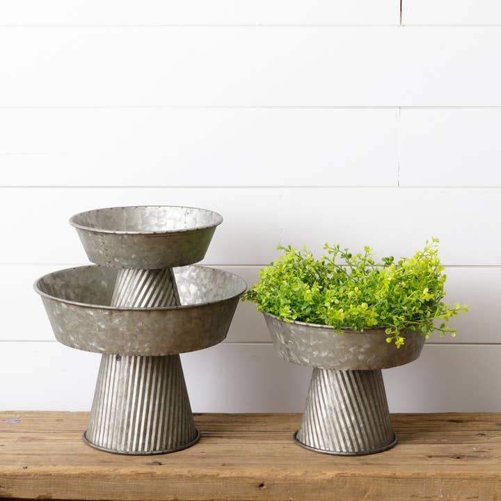 Galvanized Bowl Style Risers (Set Of 03) for wholesale by Audrey's Home & Gift