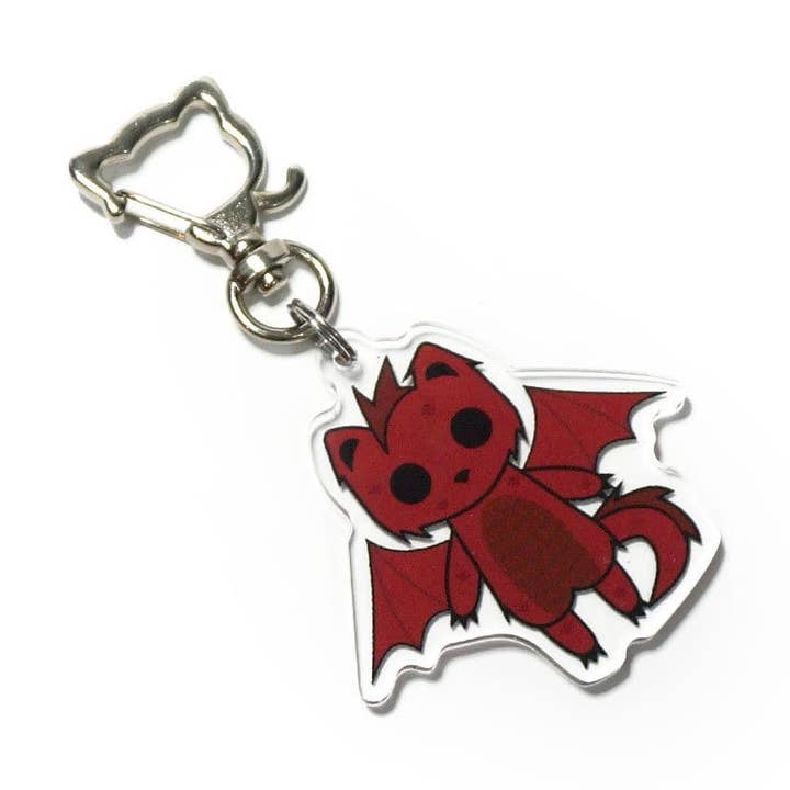 Scorch the Dragon Cat Keychain for wholesale by Monster Kitty Society