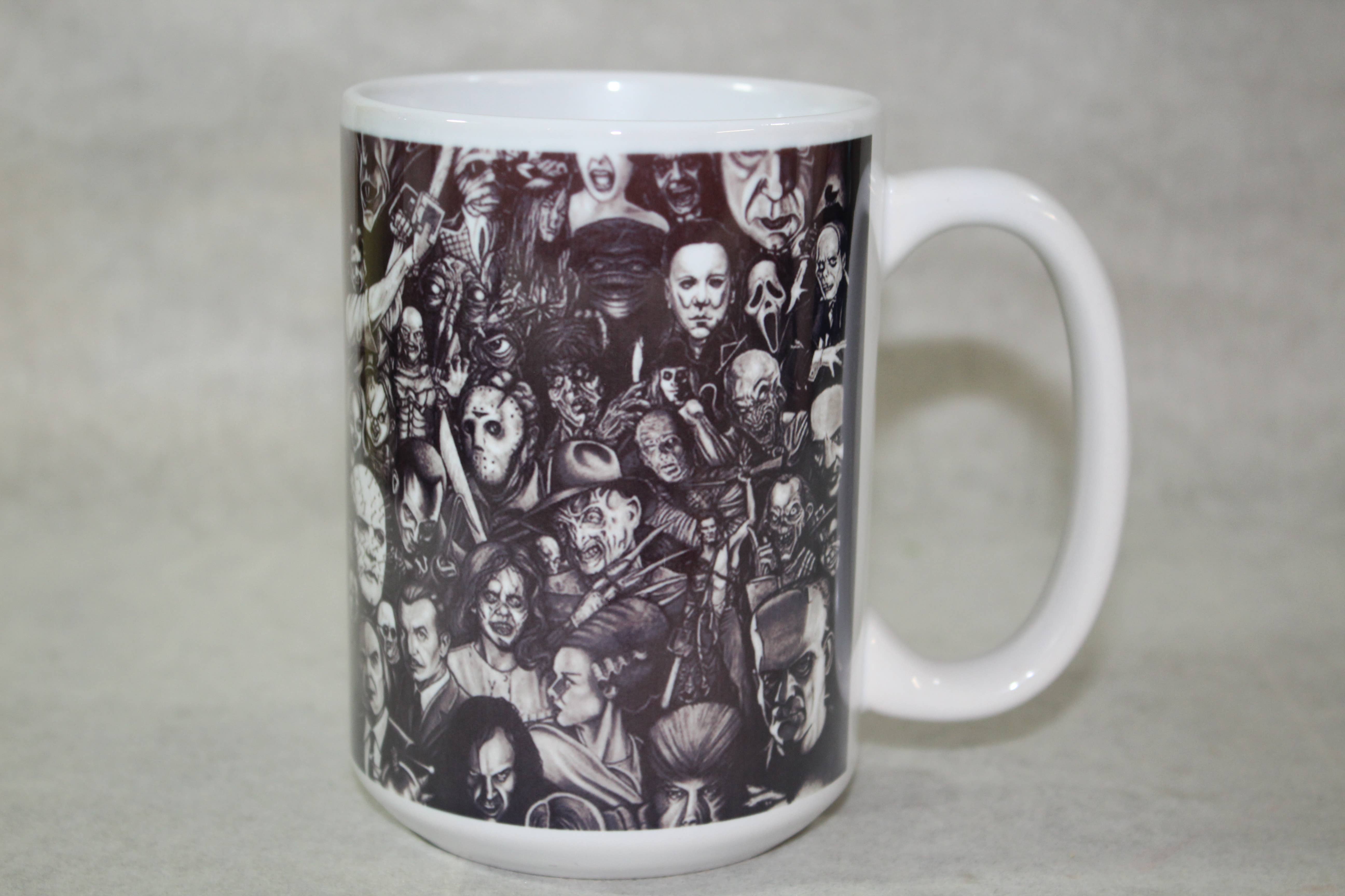 Raven Design – wholesale Coffee mug – Classic Monster Movie Horror Collage2