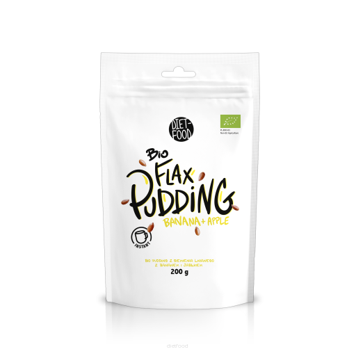Diet Food – Engroshandel Buddinger – Bio Flax Pudding med æble og banan 200 g0