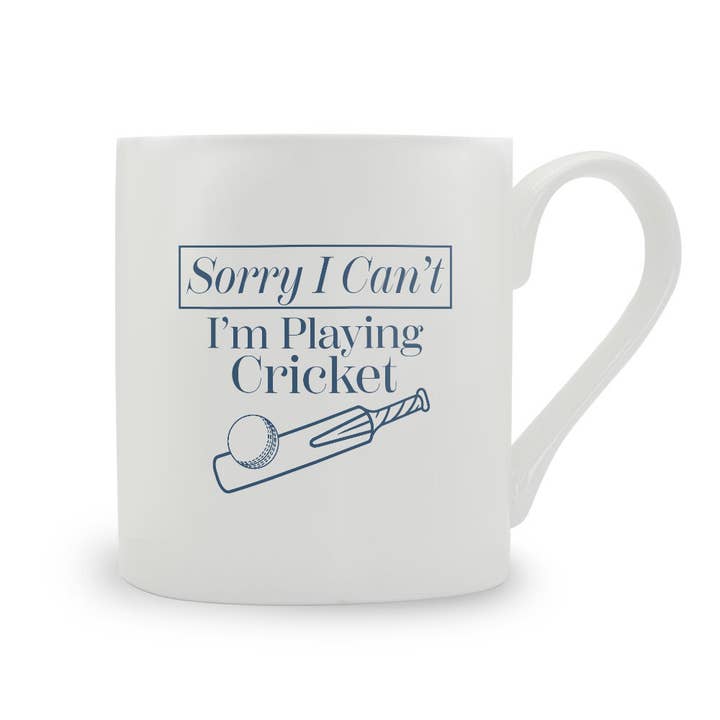 Sorry I Can't I'm Playing Cricket Bone China Mug for wholesale by Stubbs Mugs
