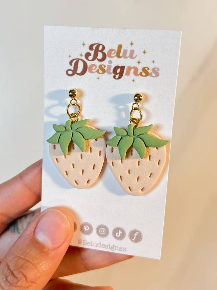 Peachy strawberry polymer clay earrings for wholesale by Belu Designss