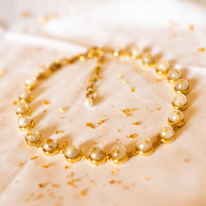 White collar - gold-plated choker for occasion for wholesale by Cendres Bleues