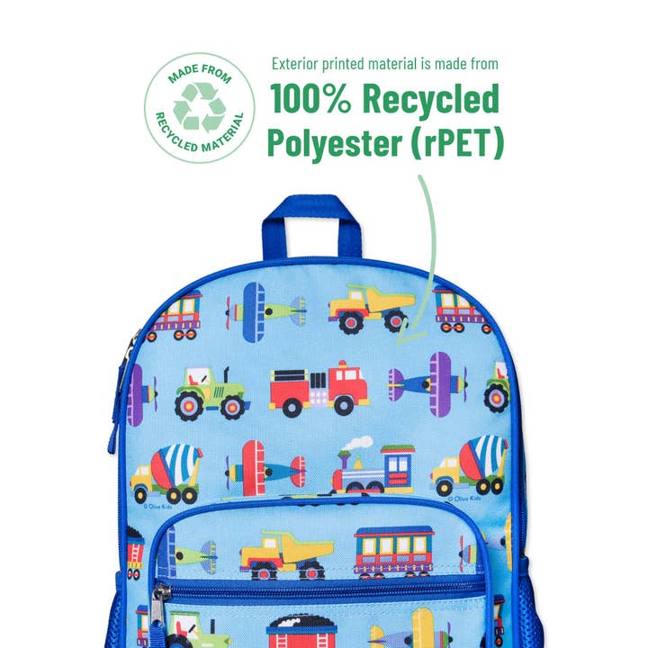 Wildkin - Wholesale Backpack - Kids - Trains, Planes & Trucks Recycled Eco Backpack5