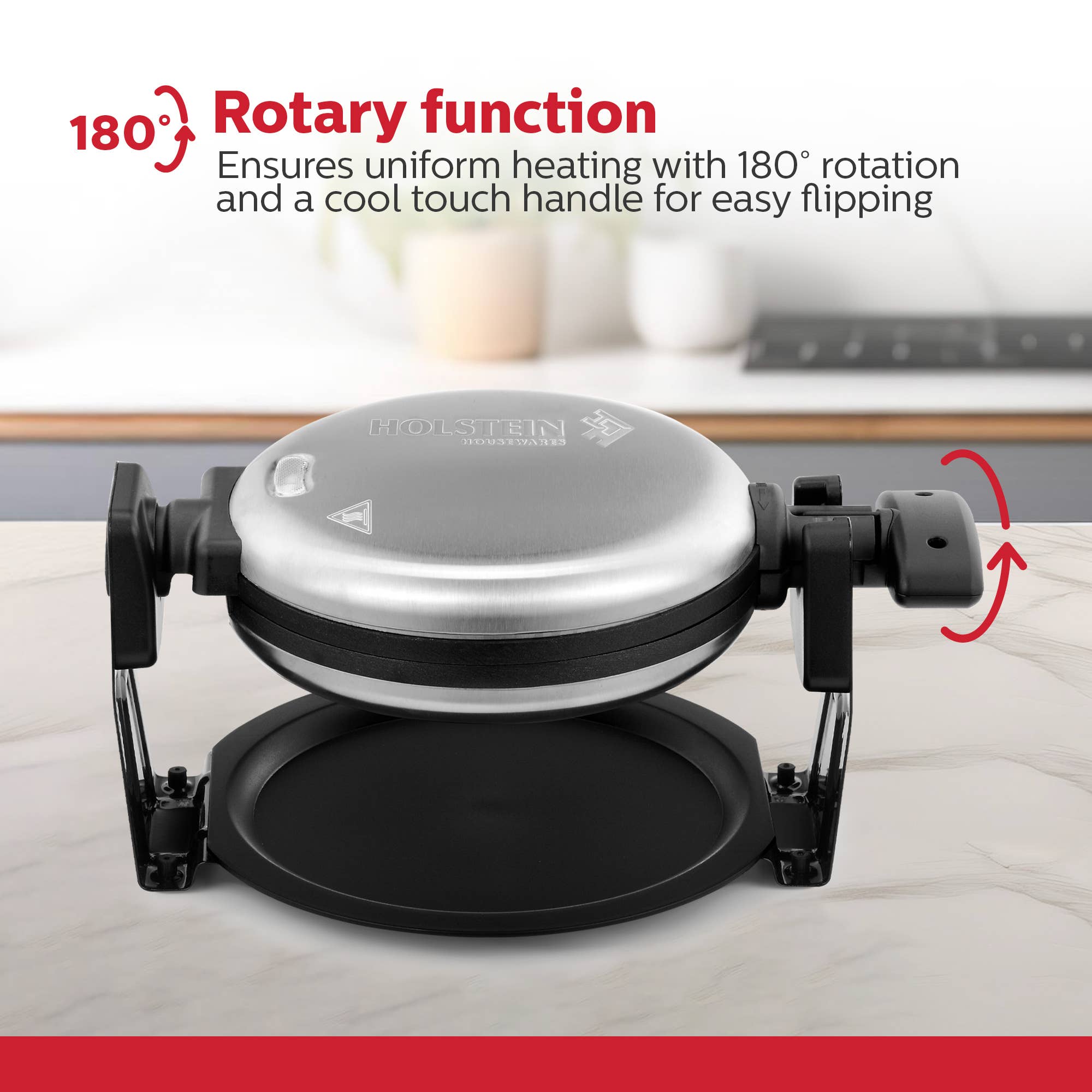 Black 7" Rotary Belgian Waffle Maker Stainless Steel - Individual for wholesale on Faire1