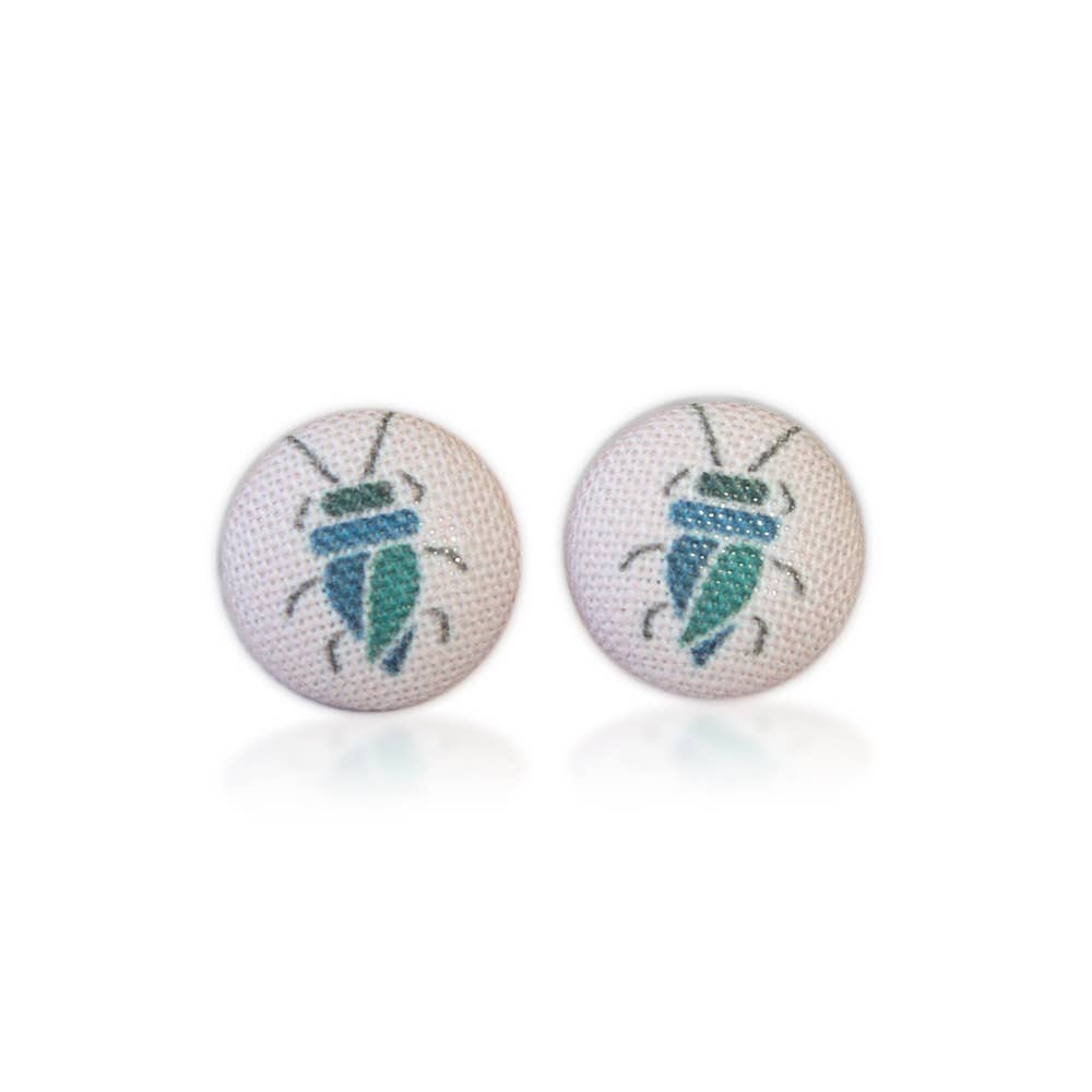 Rachel O's - Wholesale Stud/Post Earrings - Beetle Fabric Button Earrings4