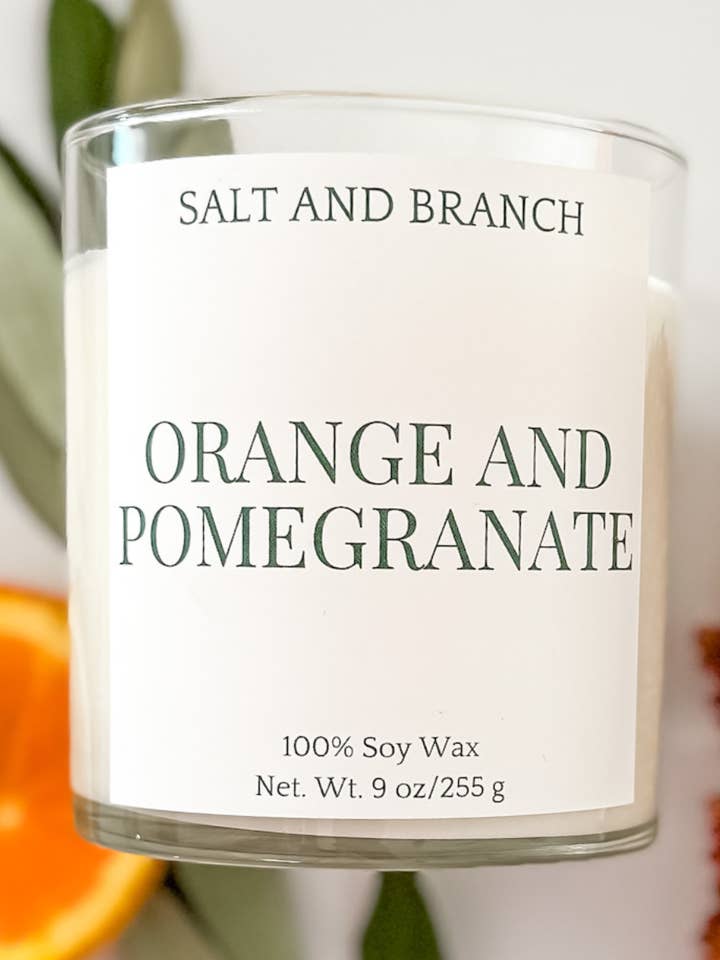 Orange and Pomegranate Soy Candle for wholesale by Salt and Branch