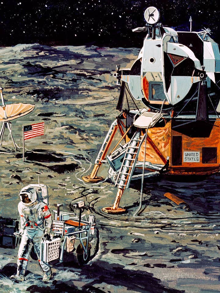 Artist's Concept of Apollo 14 Crewmen on Moon for wholesale by Print Collection