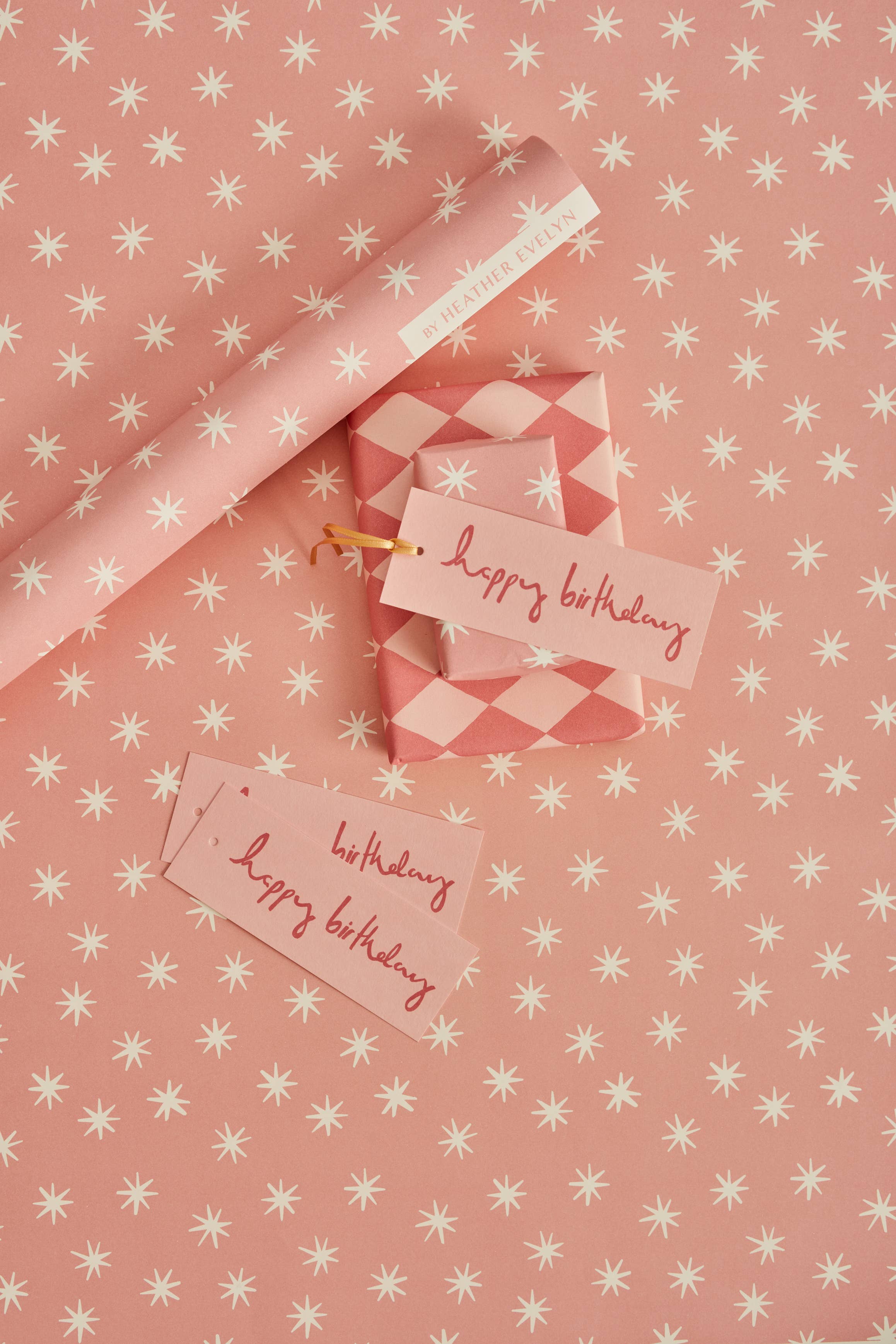 Heather Evelyn - Wholesale Flat Wrap - Pink Stars Gift Wrap2