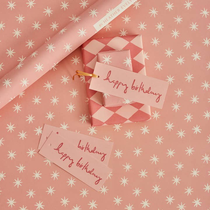 Heather Evelyn - Wholesale Flat Wrap - Pink Stars Gift Wrap2