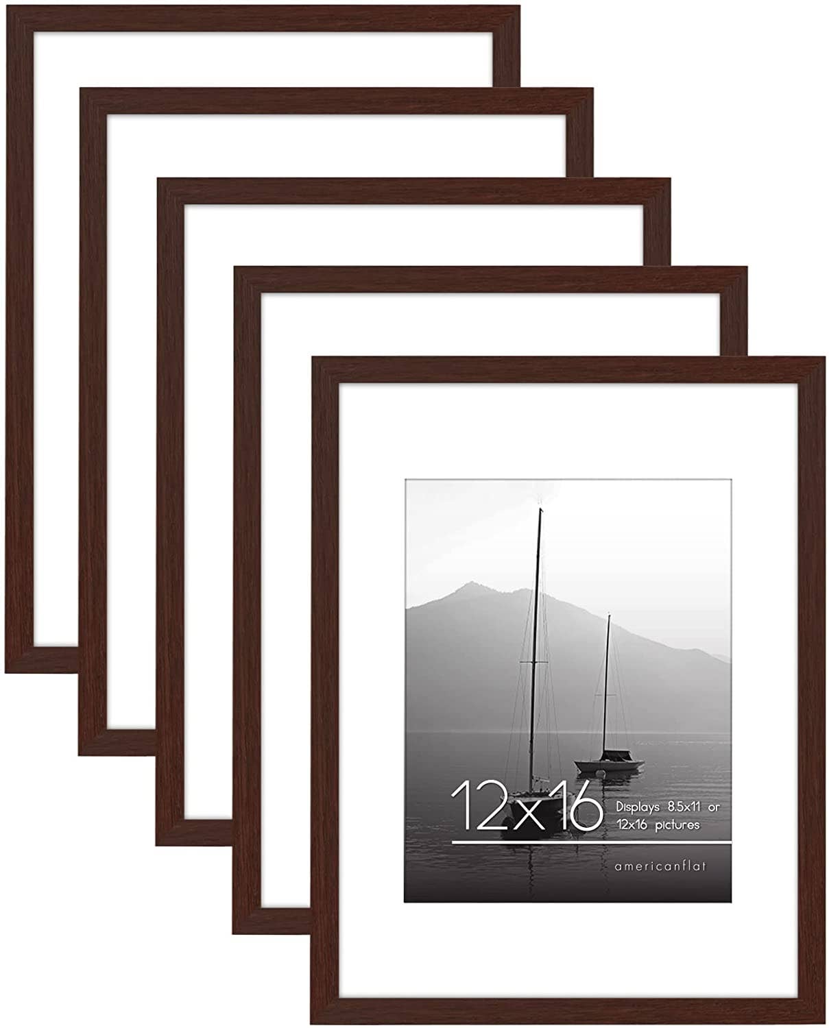 Americanflat - Wholesale Picture Frame - Americanflat Picture Frame with Mat Slim Molding (5 Pack)138
