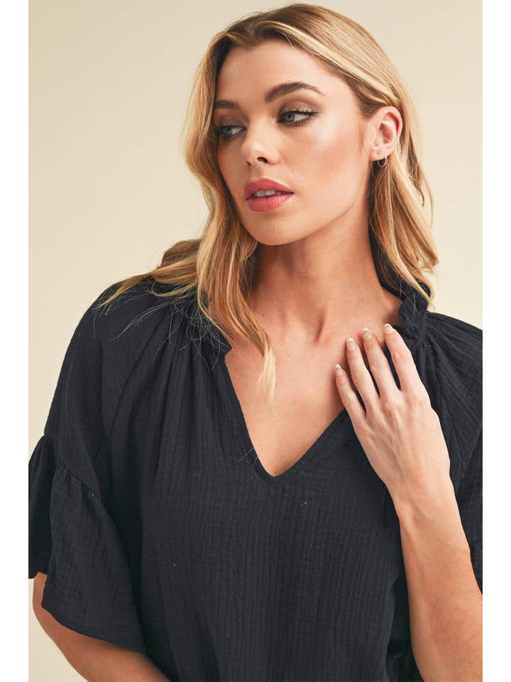 AEMI + CO - Wholesale Blouse - Women's - 8258DK Tes 3/4 Sleeve Ruffle Top10