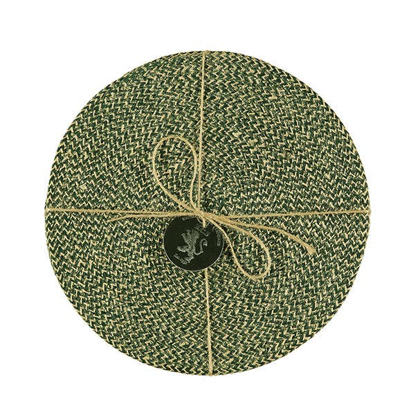 Jute Placemats 27cm in Olive, Tied Set of 4 for wholesale by BRITISH COLOUR STANDARD
