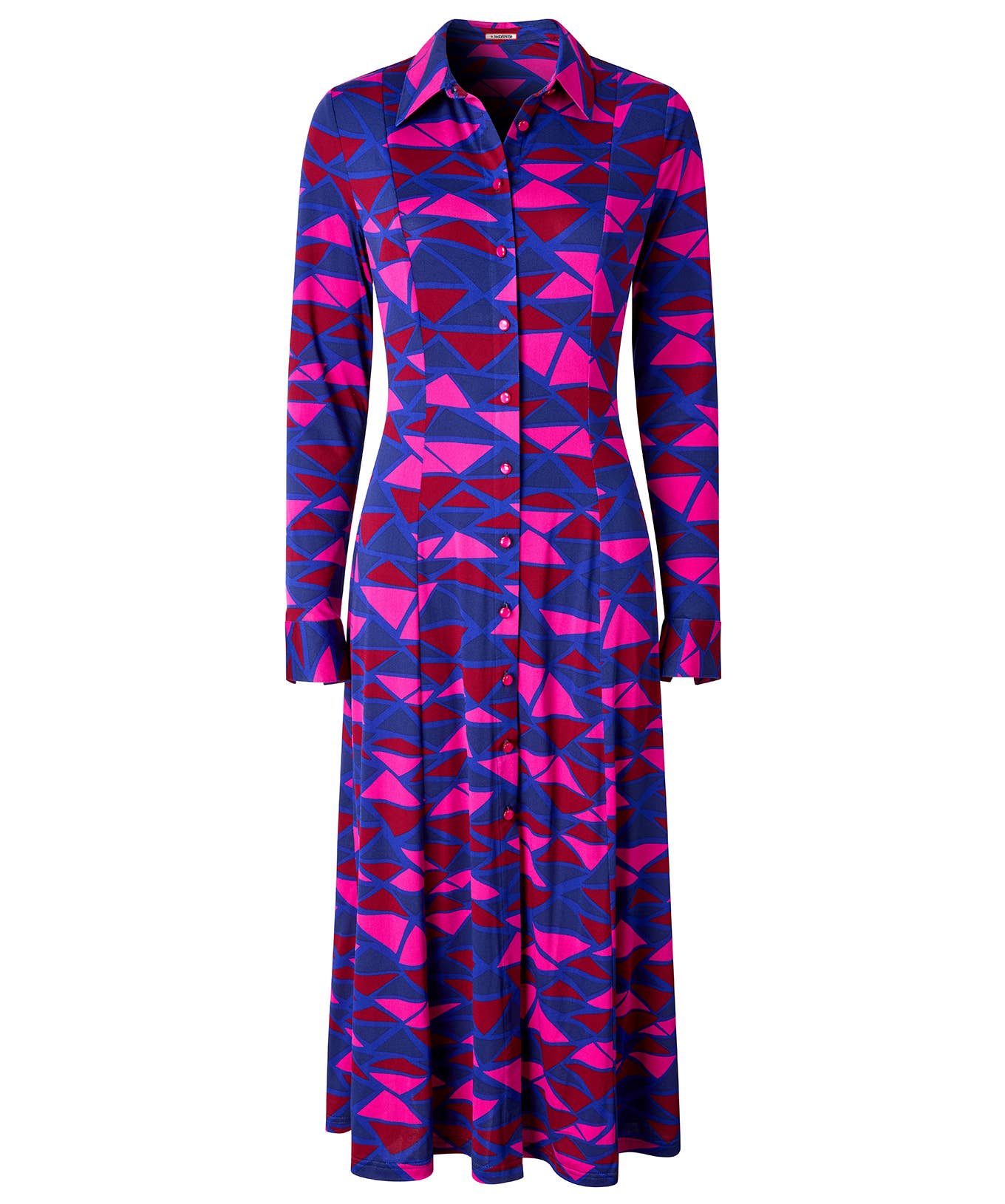 Purple Estelle Geo Print Jersey Shirt Dress for wholesale on Faire1