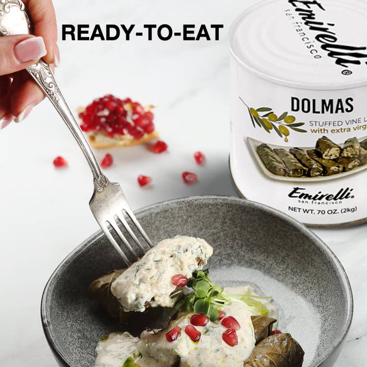 Emirelli - Wholesale Olives - Emirelli Dolmas Stuffed Vine Leaves 70 OZ5