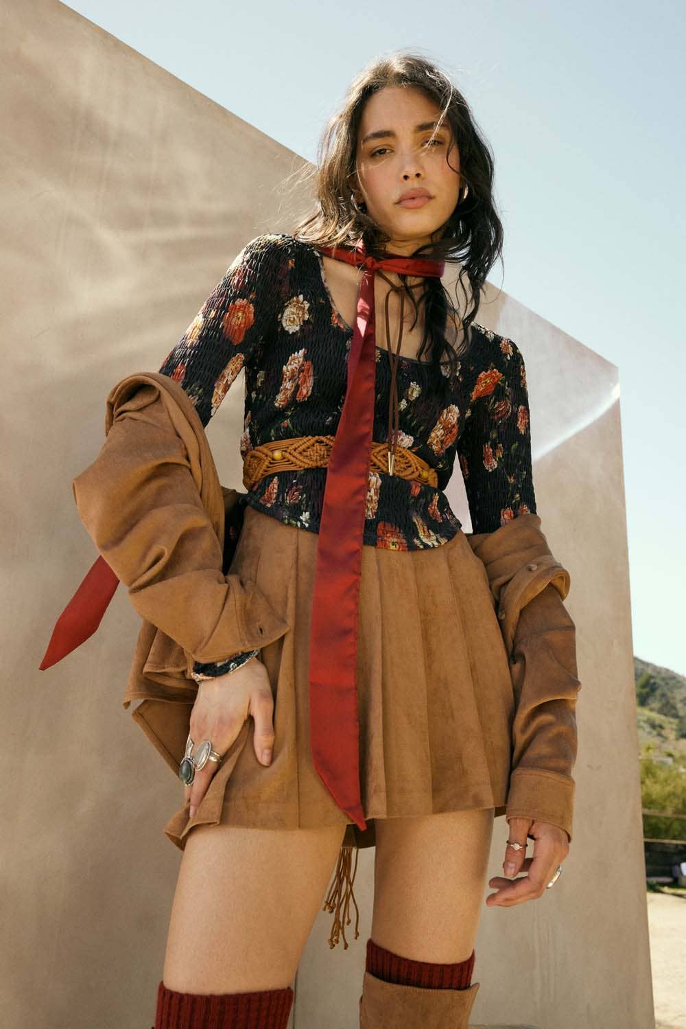 Promesa USA - Wholesale Skirt - Women's - Faux Suede Pleated Mini Skirt11