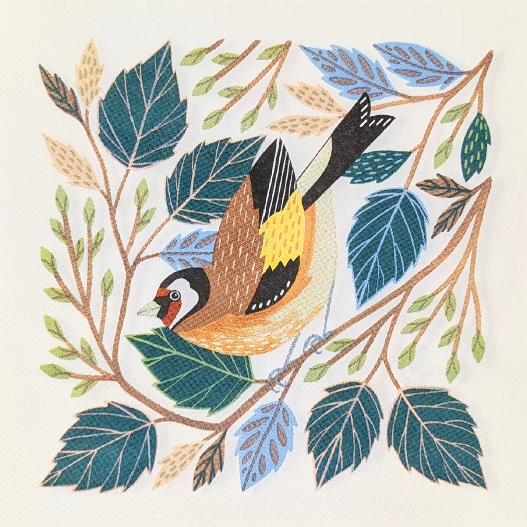 Bluebell and Lark – wholesale Disposable napkin – Goldfinch In Foliage Paper Napkins1