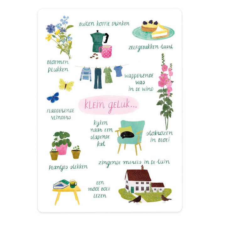 card small happiness... (Dutch text) for wholesale by The Lemonbird