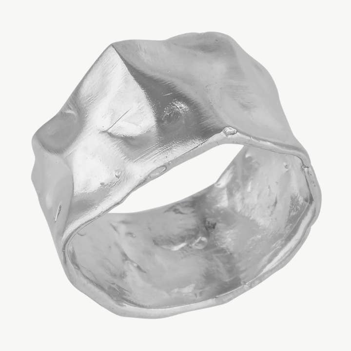 Molten Silver Fluid Wave Ring for wholesale by Mejoma