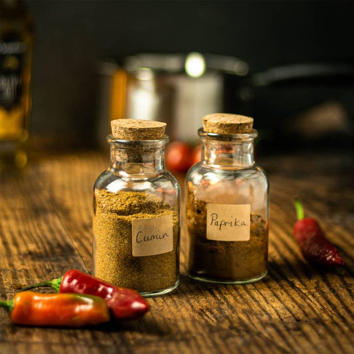 Maison & White – wholesale Jar – 150ml Spice Jars with Cork Lid - Set of 12 | M&W1