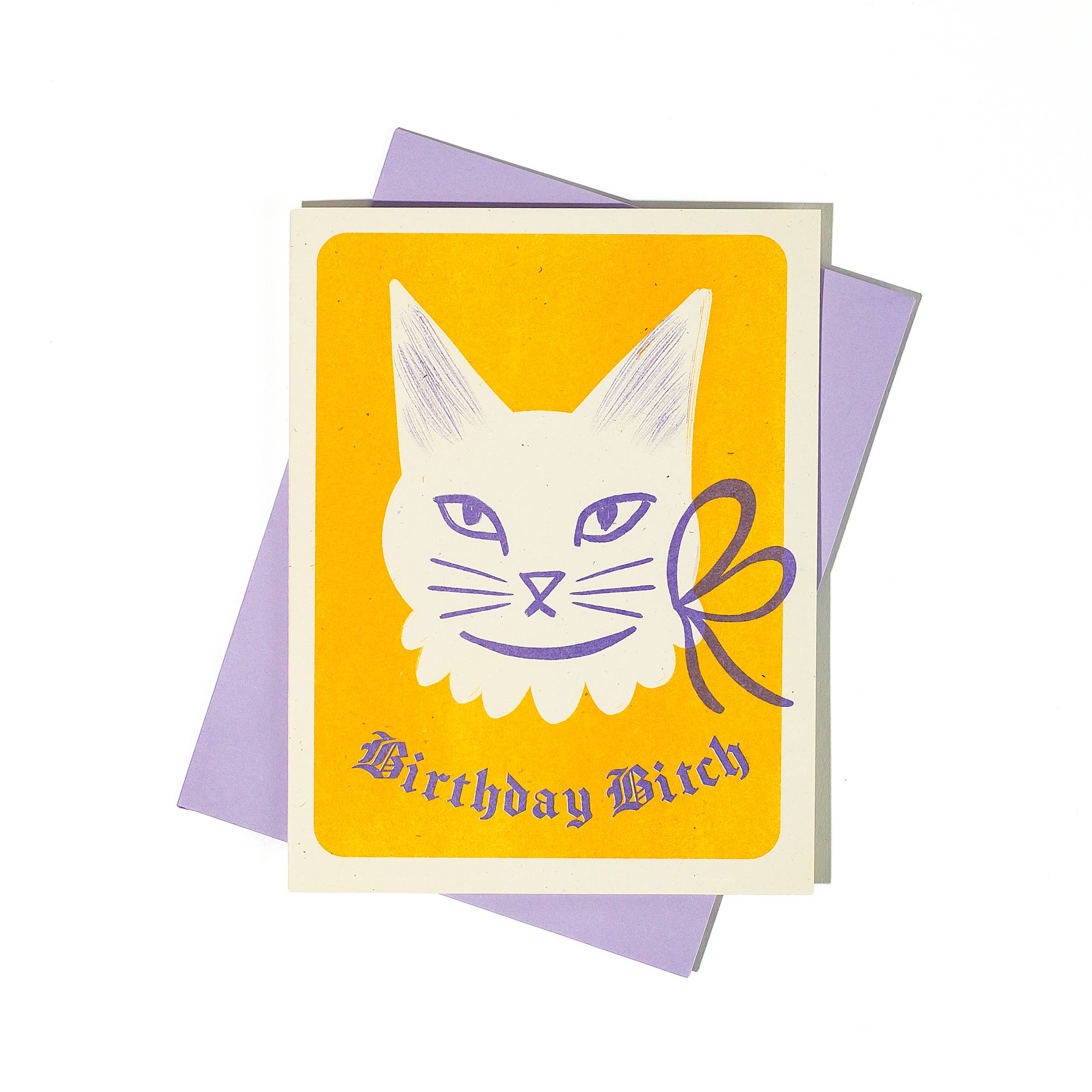 Bromstad Printing Co. - Wholesale Birthday Card - Birthday Bitch Cat - Risograph Card2