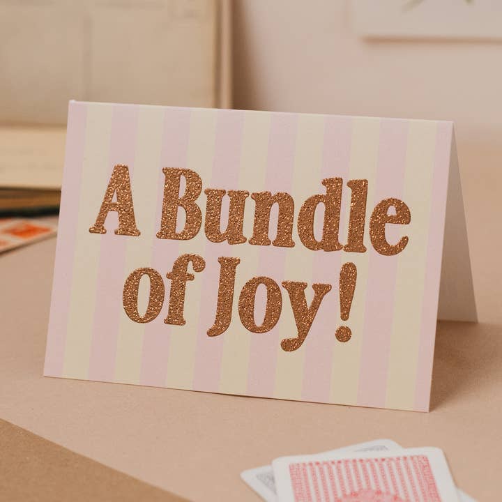 'A Bundle of Joy!' New Baby Card with Biodegradable Glitter for wholesale by Oh Squirrel