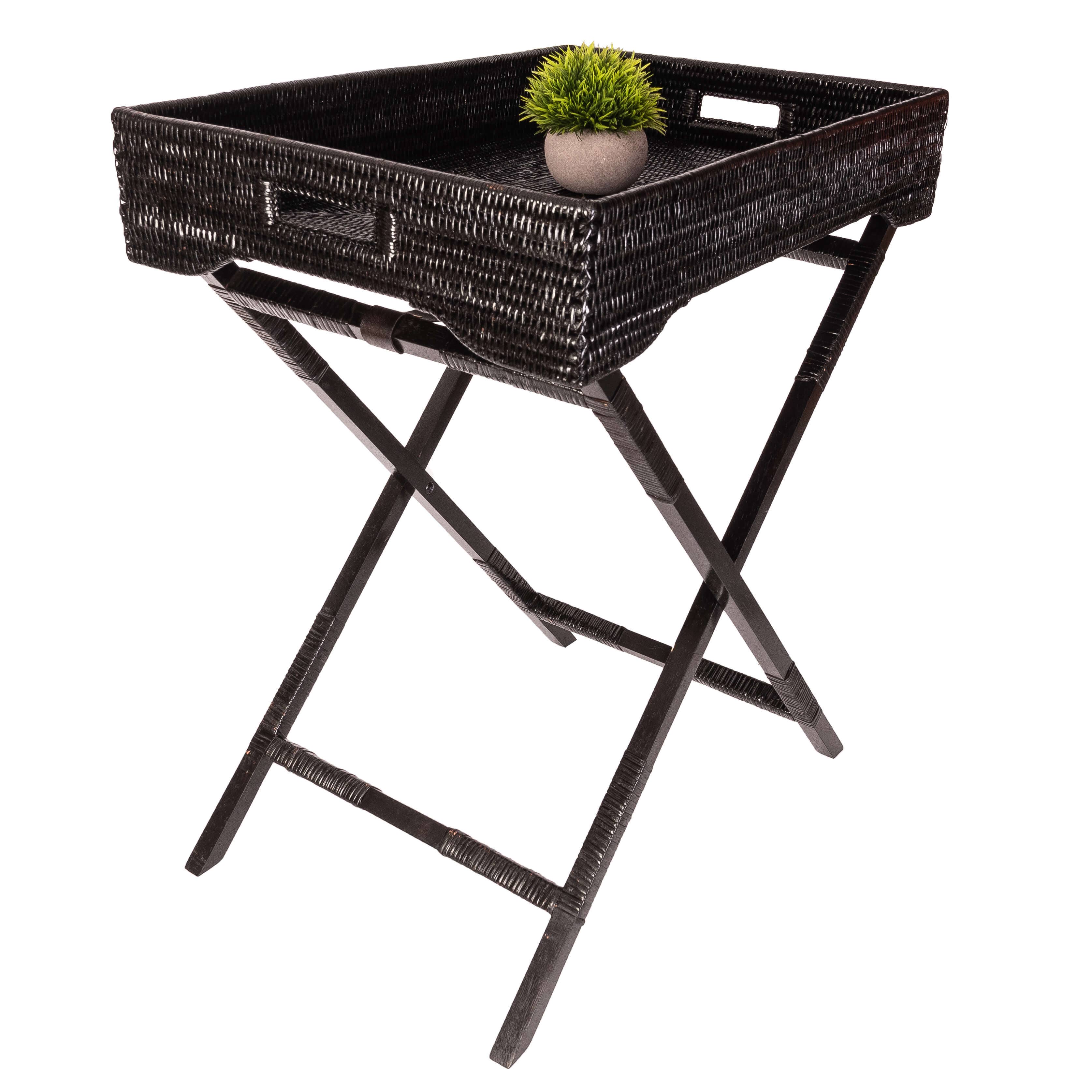 Artifacts Trading Company - Wholesale Serving Tray - Rattan Butler Tray Table – Folding Serving Table2