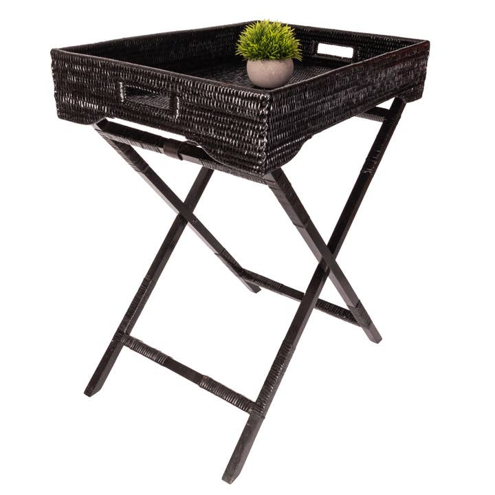 Artifacts Trading Company - Wholesale Serving Tray - Rattan Butler Tray Table – Folding Serving Table2