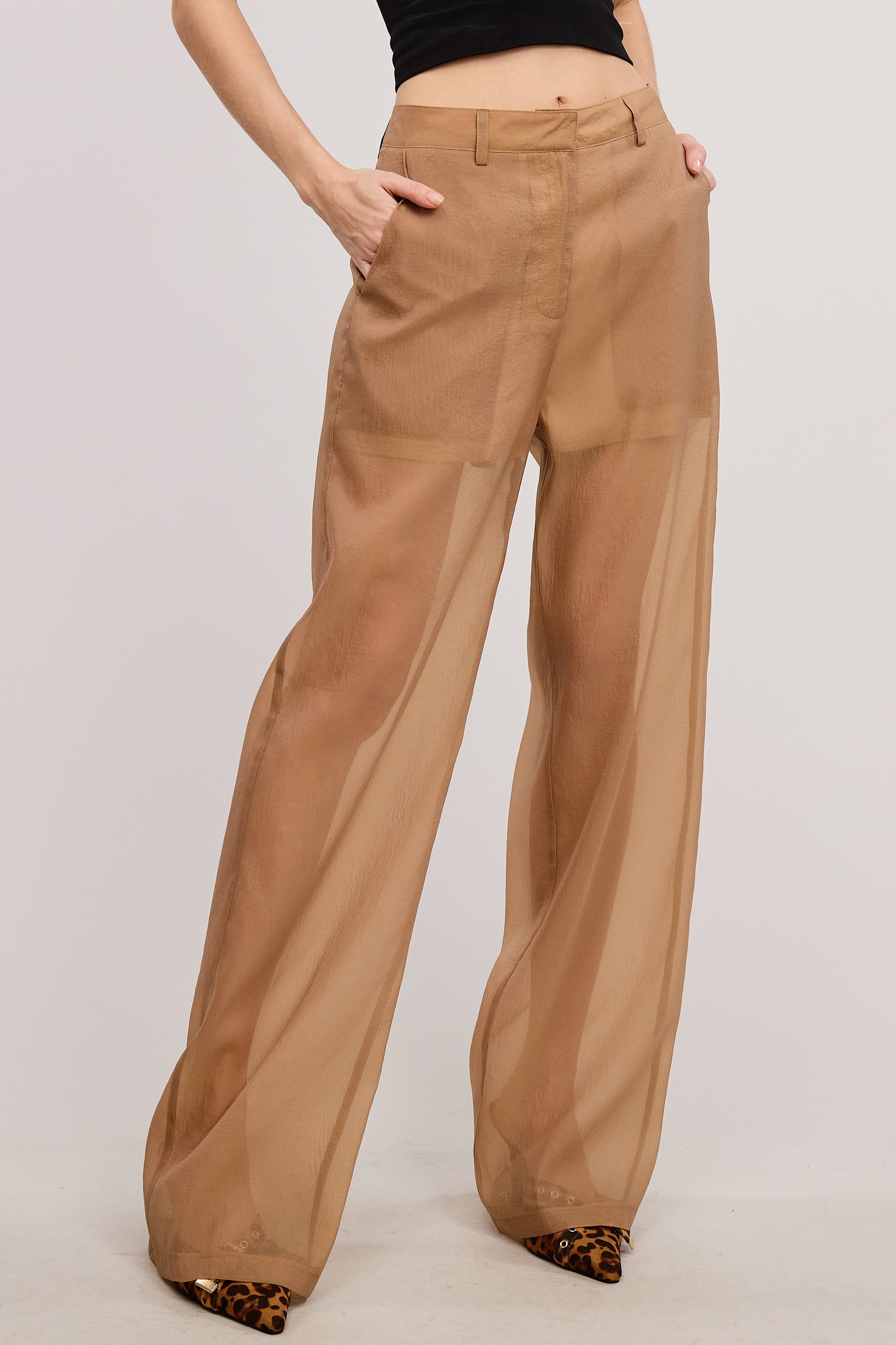 Mimosa - Wholesale Pants - Women's - Straight Leg Sheer Organza Pants with Lined Shorts11